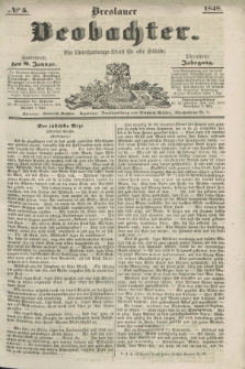 Breslauer Beobachter. Ein Unterhaltungs-Blatt für alle Stände. Jg.14, № 5 (8 Januar 1848)