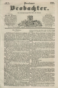 Breslauer Beobachter. Ein Unterhaltungs-Blatt für alle Stände. Jg.14, № 7 (11 Januar 1848)