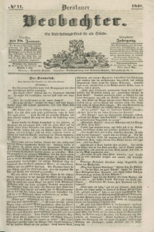 Breslauer Beobachter. Ein Unterhaltungs-Blatt für alle Stände. Jg.14, № 11 (18 Januar 1848)