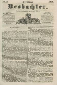 Breslauer Beobachter. Ein Unterhaltungs-Blatt für alle Stände. Jg.14, № 14 (23 Januar 1848)