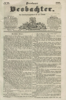 Breslauer Beobachter. Ein Unterhaltungs-Blatt für alle Stände. Jg.14, № 21 (5 Februar 1848)