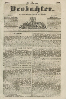 Breslauer Beobachter. Ein Unterhaltungs-Blatt für alle Stände. Jg.14, № 24 (10 Februar 1848)