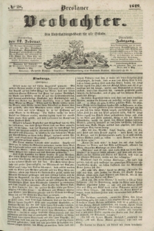 Breslauer Beobachter. Ein Unterhaltungs-Blatt für alle Stände. Jg.14, № 28 (17 Februar 1848)