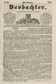Breslauer Beobachter. Ein Unterhaltungs-Blatt für alle Stände. Jg.14, № 30 (20 Februar 1848)