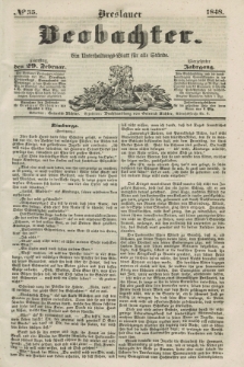 Breslauer Beobachter. Ein Unterhaltungs-Blatt für alle Stände. Jg.14, № 35 (29 Februar 1848)