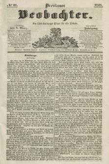 Breslauer Beobachter. Ein Unterhaltungs-Blatt für alle Stände. Jg.14, № 38 (5 März 1848)