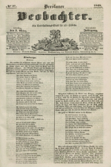 Breslauer Beobachter. Ein Unterhaltungs-Blatt für alle Stände. Jg.14, № 39 (7 März 1848)