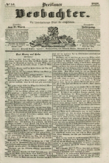 Breslauer Beobachter. Ein Unterhaltungs-Blatt für alle Stände. Jg.14, № 54 (2 April 1848)