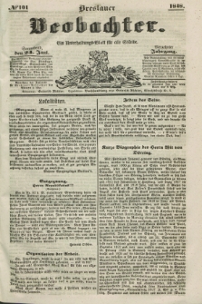 Breslauer Beobachter. Ein Unterhaltungs-Blatt für alle Stände. Jg.14, № 101 (24 Juni 1848)