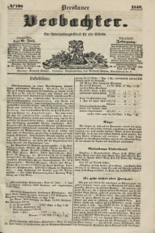 Breslauer Beobachter. Ein Unterhaltungs-Blatt für alle Stände. Jg.14, № 108 (6 Juli 1848)
