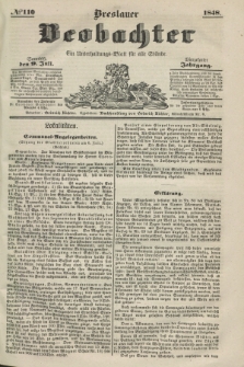 Breslauer Beobachter. Ein Unterhaltungs-Blatt für alle Stände. Jg.14, № 110 (9 Juli 1848)