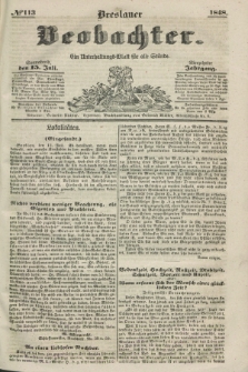 Breslauer Beobachter. Ein Unterhaltungs-Blatt für alle Stände. Jg.14, № 113 (15 Juli 1848)