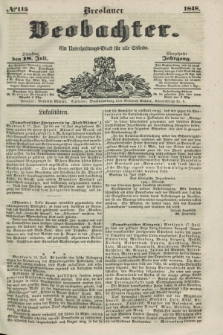 Breslauer Beobachter. Ein Unterhaltungs-Blatt für alle Stände. Jg.14, № 115 (18 Juli 1848)