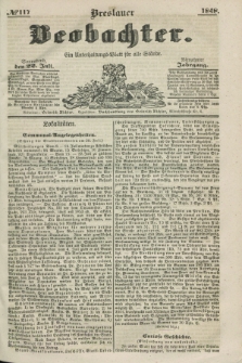 Breslauer Beobachter. Ein Unterhaltungs-Blatt für alle Stände. Jg.14, № 117 (22 Juli 1848)