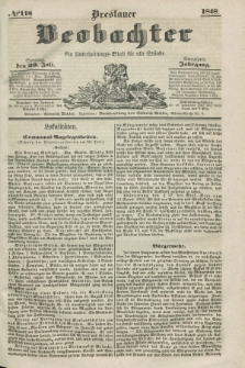 Breslauer Beobachter. Ein Unterhaltungs-Blatt für alle Stände. Jg.14, № 118 (23 Juli 1848)