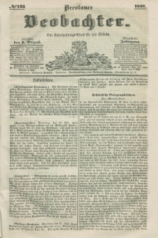 Breslauer Beobachter. Ein Unterhaltungs-Blatt für alle Stände. Jg.14, № 123 (1 August 1848)