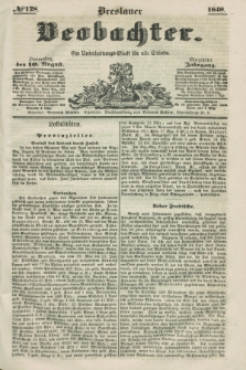 Breslauer Beobachter. Ein Unterhaltungs-Blatt für alle Stände. Jg.14, № 128 (10 August 1848)