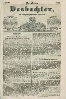 Breslauer Beobachter. Ein Unterhaltungs-Blatt für alle Stände. Jg.14, № 129 (12 August 1848)