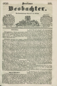 Breslauer Beobachter. Ein Unterhaltungs-Blatt für alle Stände. Jg.14, № 141 (2 September 1848)