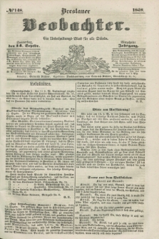 Breslauer Beobachter. Ein Unterhaltungs-Blatt für alle Stände. Jg.14, № 148 (14 September 1848)