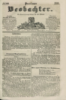 Breslauer Beobachter. Ein Unterhaltungs-Blatt für alle Stände. Jg.14, № 166 (15 October 1848)