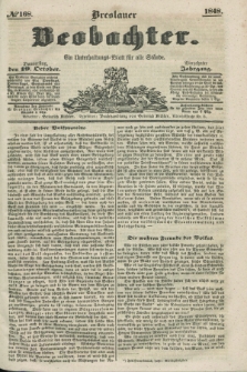 Breslauer Beobachter. Ein Unterhaltungs-Blatt für alle Stände. Jg.14, № 168 (19 October 1848)