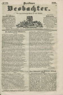 Breslauer Beobachter. Ein Unterhaltungs-Blatt für alle Stände. Jg.14, № 170 (22 Oktober 1848)