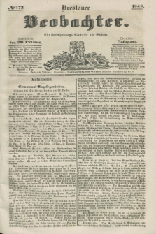 Breslauer Beobachter. Ein Unterhaltungs-Blatt für alle Stände. Jg.14, № 173 (28 Oktober 1848)