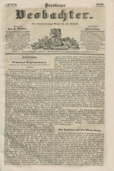 Breslauer Beobachter. Ein Unterhaltungs-Blatt für alle Stände. Jg.14, № 178 (5 November 1848)