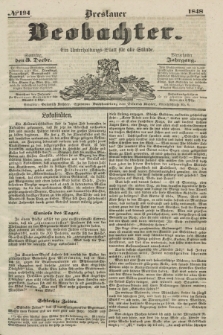 Breslauer Beobachter. Ein Unterhaltungs-Blatt für alle Stände. Jg.14, № 194 (3 Dezember 1848)