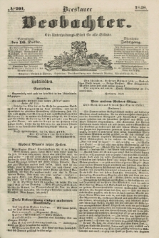 Breslauer Beobachter. Ein Unterhaltungs-Blatt für alle Stände. Jg.14, № 201 (16 Dezember 1848)