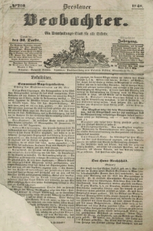 Breslauer Beobachter. Ein Unterhaltungs-Blatt für alle Stände. Jg.14, № 210 (31 Dezember 1848)