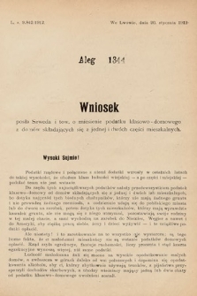 [Kadencja IX, sesja I, al. 1344] Alegata do Sprawozdań Stenograficznych z Pierwszej Sesyi Dziewiątego Peryodu Sejmu Krajowego Królestwa Galicyi i Lodomeryi z Wielkiem Księstwem Krakowskiem z roku 1913. Alegat 1344