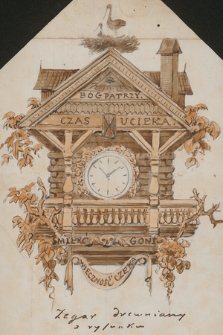 Zegar drewniany z rysunku J. I. Kraszewskiego wykonany