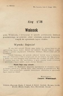 [Kadencja IX, sesja I, al. 1356] Alegata do Sprawozdań Stenograficznych z Pierwszej Sesyi Dziewiątego Peryodu Sejmu Krajowego Królestwa Galicyi i Lodomeryi z Wielkiem Księstwem Krakowskiem z roku 1913. Alegat 1356