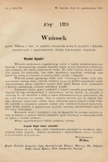 [Kadencja IX, sesja I, al. 1359] Alegata do Sprawozdań Stenograficznych z Pierwszej Sesyi Dziewiątego Peryodu Sejmu Krajowego Królestwa Galicyi i Lodomeryi z Wielkiem Księstwem Krakowskiem z roku 1913. Alegat 1359