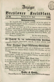 Anzeiger zum Breslauer Kreisblatt. 1855, № 16 (21 April)