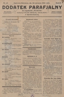 Dodatek Parafjalny do tygodnika „Niedziela” Parafji Matki Boskiej Anielskiej w Dąbrowie-Górniczej. 1935, nr 47