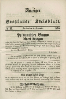 Anzeiger zum Breslauer Kreisblatt. 1855, № 37 (15 September)