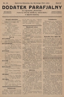 Dodatek Parafjalny do tygodnika „Niedziela” Parafji Matki Boskiej Anielskiej w Dąbrowie-Górniczej. 1935, nr 52