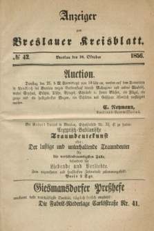 Anzeiger zum Breslauer Kreisblatt. 1856, № 42 (18 Oktober)