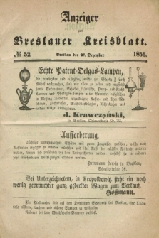 Anzeiger zum Breslauer Kreisblatt. 1856, № 52 (27 Dezember)