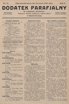 Dodatek Parafjalny do tygodnika „Niedziela” Parafji Matki Boskiej Anielskiej w Dąbrowie-Górniczej. 1935, nr 56