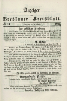 Anzeiger zum Breslauer Kreisblatt. 1857, № 14 (4 April)
