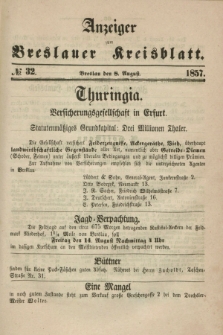 Anzeiger zum Breslauer Kreisblatt. 1857, № 32 (8 August)