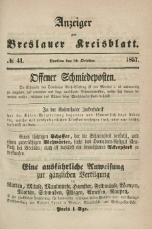Anzeiger zum Breslauer Kreisblatt. 1857, № 41 (10 October)