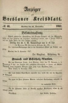 Anzeiger zum Breslauer Kreisblatt. 1857, № 46 (14 November)