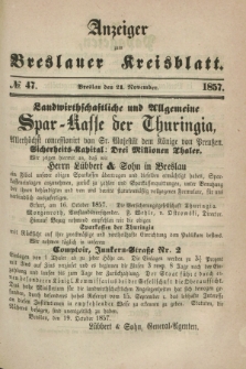 Anzeiger zum Breslauer Kreisblatt. 1857, № 47 (21 November)