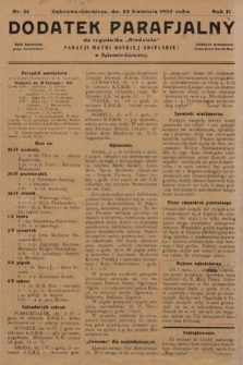 Dodatek Parafjalny do tygodnika „Niedziela” Parafji Matki Boskiej Anielskiej w Dąbrowie-Górniczej. 1935, nr 61