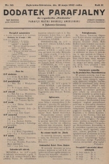 Dodatek Parafjalny do tygodnika „Niedziela” Parafji Matki Boskiej Anielskiej w Dąbrowie-Górniczej. 1935, nr 63